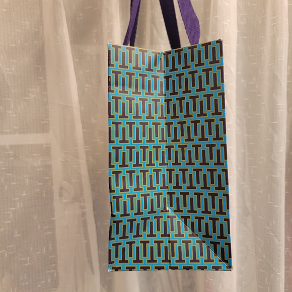 Tory Burch Shopping Bag Teal, Purple, & Neon Yellow Green - Picture 3 of 12